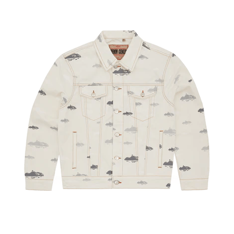 Corteiz ALCATRAZ PATTERN DENIM JACKET Cream